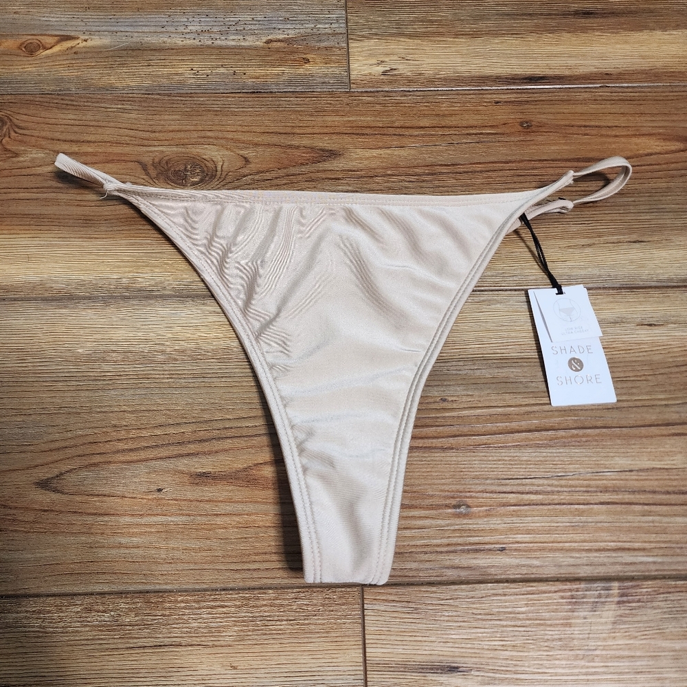 Shade & Shore Bikini Bottom Womens L Tan Extra Cheeky NEW